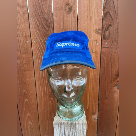 Supreme Velvet Camp Cap Royal Blue FW15 - Picture 1 of 3